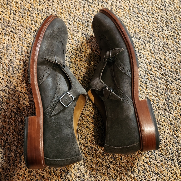 Men\'s Suede Monk Strap Shoes - Dark Brown main image 10
